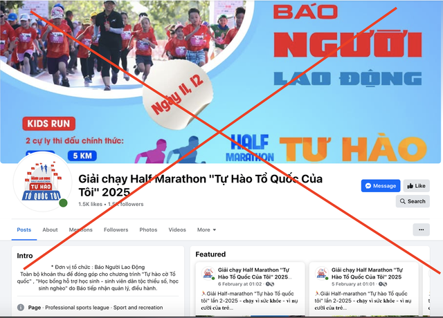 Cảnh báo fanpage giả mạo Giải Half Marathon 