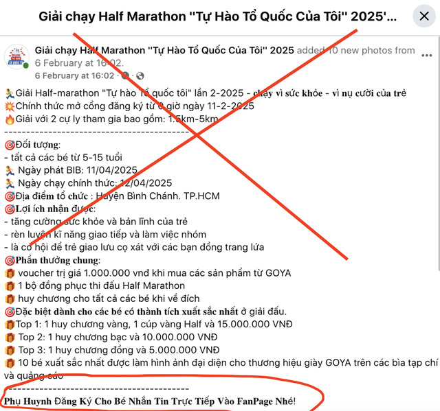 Cảnh báo fanpage giả mạo Giải Half Marathon 