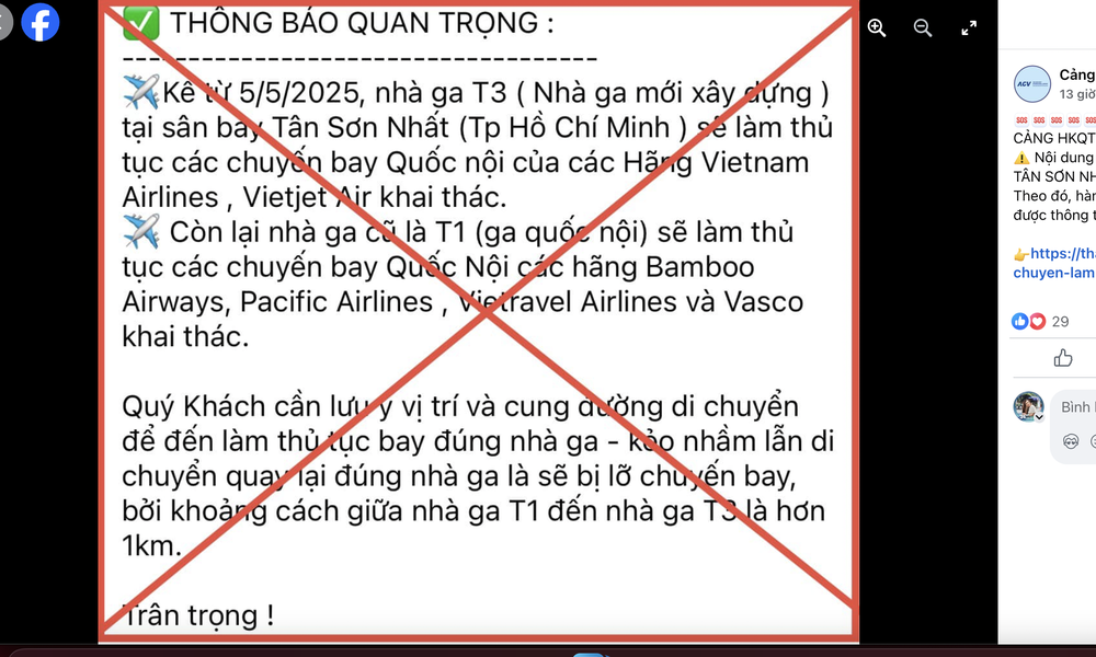 Bác thông tin chuyển làm thủ tục các chuyến bay sang ga T3 Tân Sơn Nhất