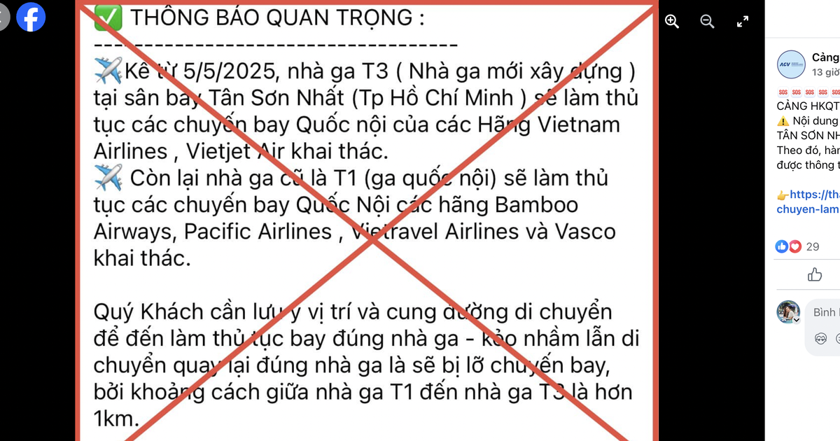 Bác thông tin chuyển vị trí làm thủ tục bay sang ga T3 Tân Sơn Nhất từ ngày 5-5