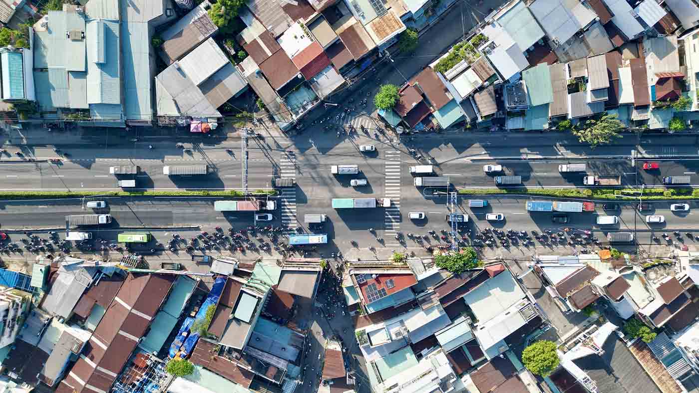 Ngã tư Đình nhìn từ trên cao. Ảnh: Anh Tú