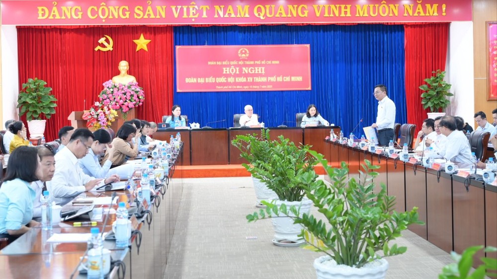 ĐBQH TPHCM phát biểu góp ý tại hội nghị. Ảnh: VĂN MINH DSC_2786.jpeg