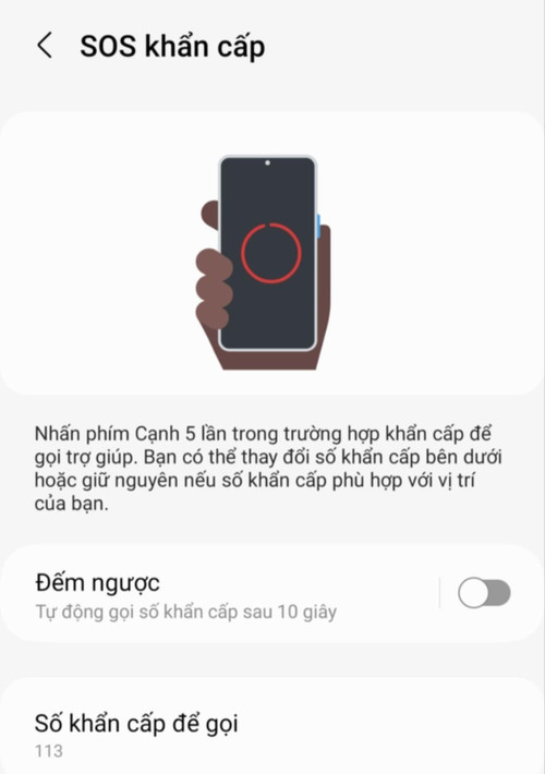 Tính năng SOS trên dòng điện thoại Samsung. Ảnh: Hoàng Thuận. mua-ban-nguoi-3-7695.jpg