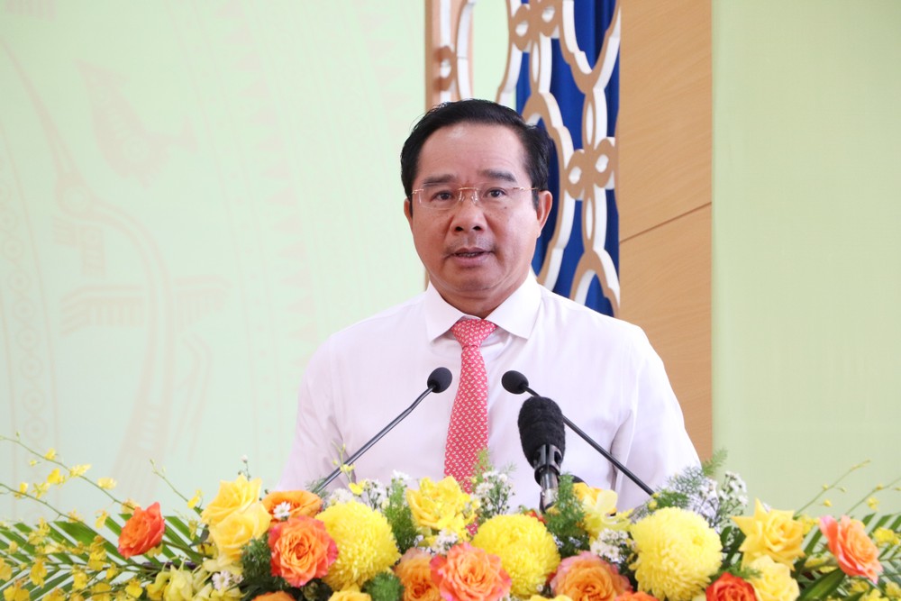Ông Nguyễn Văn Được đánh giá cao những kết quả mà Đảng bộ, chính quyền, nhân dân phường Dĩ An đã đạt được trong nhiệm kỳ vừa qua. Ảnh: LÊ ÁNH Chủ tịch UBND (7).JPG