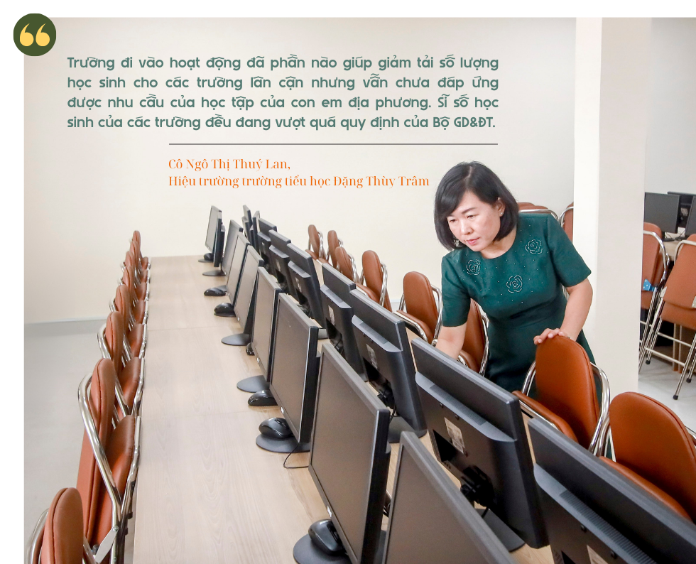 លោកស្រី Ngo Thi Thuy Lan ពិនិត្យឧបករណ៍របស់សាលាថ្មី Dang Thuy Tram ។ Ngôi trường mới (13).png