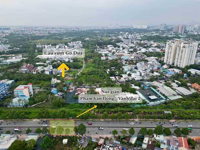 Vị trí nút giao Vành đai 2 - Phạm Văn Đồng. Ảnh: Anh Tú