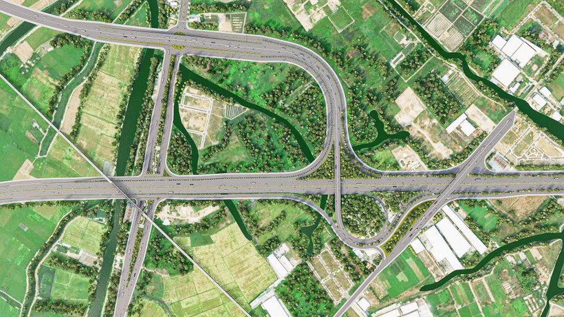 Phối cảnh nút giao cao tốc Thành phố Hồ Chí Minh-Mộc Bài và Vành đai 3 Thành phố Hồ Chí Minh. (Ảnh: TTXVN phát)