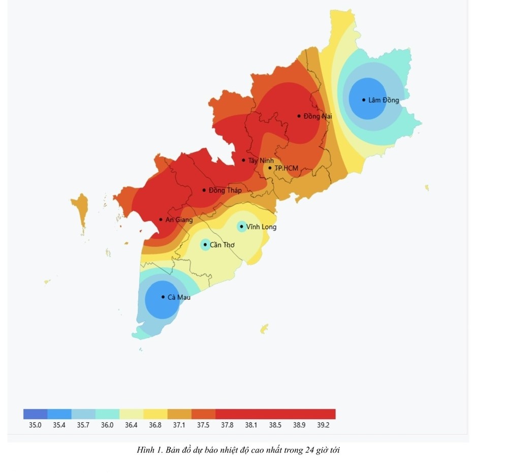 Thời tiết Nam Bộ trong 24 giờ tới. Ảnh: ĐKT nắng nóng 1.jpg