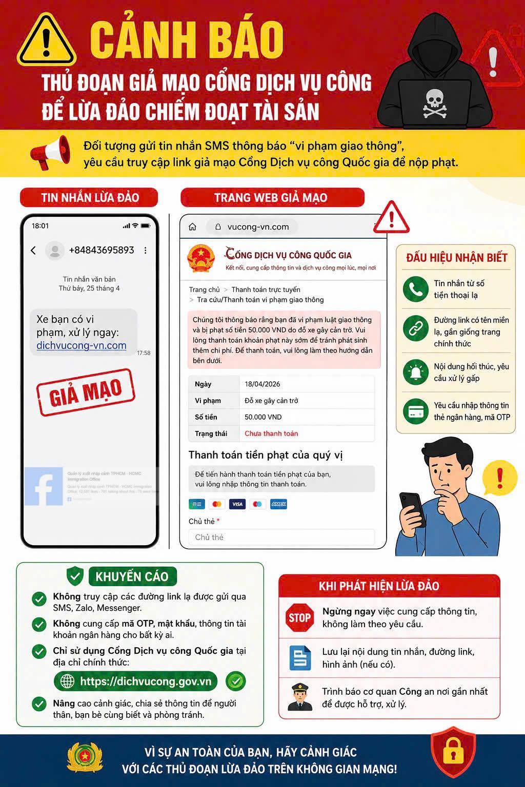 Cảnh giác thủ đoạn giả mạo Cổng dịch vụ công để chiếm đoạt tài khoản ngân hàng- Ảnh 1.
