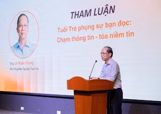 Ông Lê Xuân Trung – Phó Tổng Biên tập Báo Tuổi Trẻ phát biểu tại Hội thảo. (Ảnh: PV/Vietnam+) 1000013542.jpg