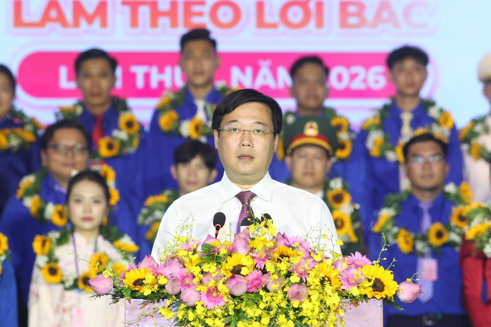 Đồng chí Lê Quốc Phong phát biểu tại chương trình. Ảnh: DŨNG PHƯƠNG z7987416115278_83740e9aca0032118463190522affa2d.jpg