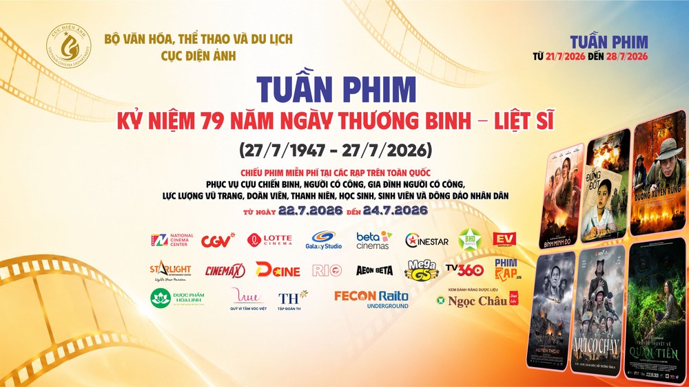 57 cụm rạp TPHCM phục vụ miễn phí Tuần phim kỷ niệm 27-7. Nguồn: Cục Điện ảnh
